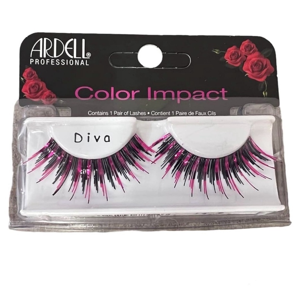 Ardell Professional color impact diva pink black glitter false eyelashes - NEW